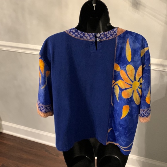 Bali Emerald Blue Batik Multi Media Top Size S - Picture 4 of 10